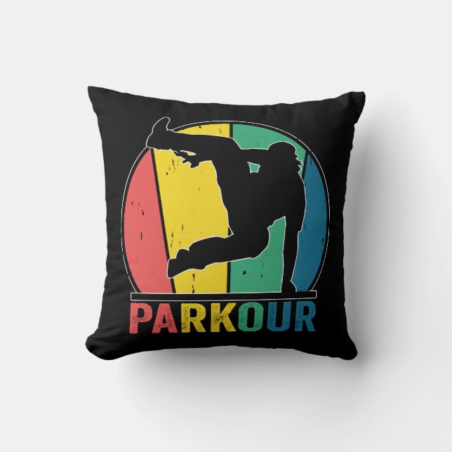 Parkour Free Running Training Traceur Retro  Cushion (Front)