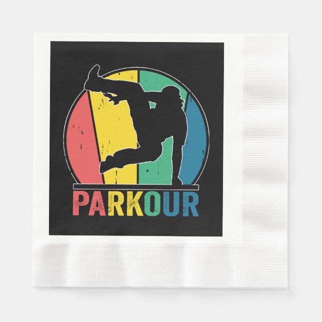 Parkour Free Running Training Traceur Retro  Napkin (Front)