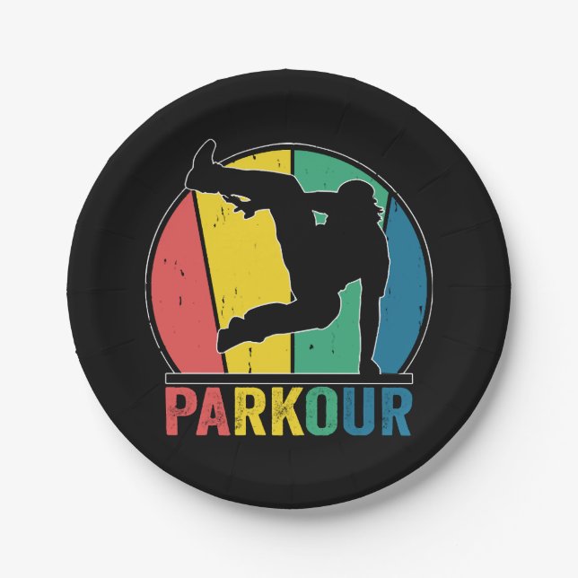 Parkour Free Running Training Traceur Retro  Paper Plate (Front)