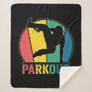 Parkour Free Running Training Traceur Retro  Sherpa Blanket