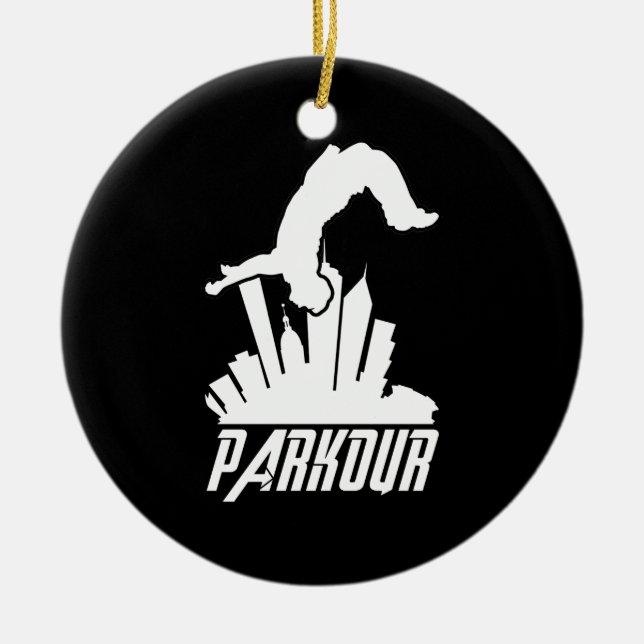 Parkour Freerunner Parkour Runner Ceramic Tree Decoration (Front)