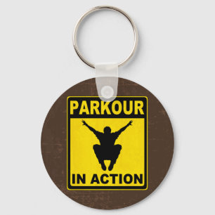 Parkour In Action Signboard Key Ring