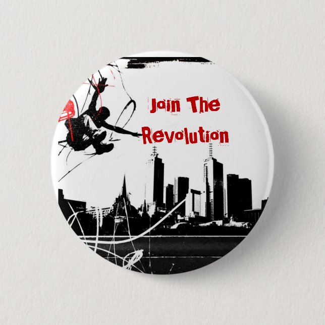 parkour, Join The Revolution 6 Cm Round Badge (Front)