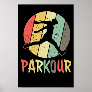 Parkour logo retro colors poster