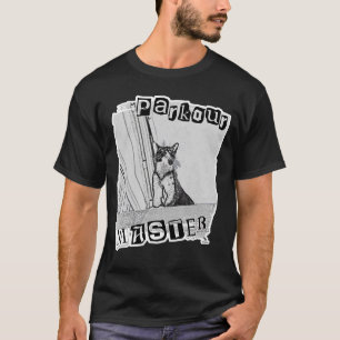 Parkour Master Funny Punk Kitty Design T-Shirt
