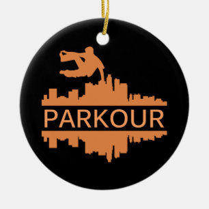 Parkour Run The City Freerunning Vintage Apparel Ceramic Tree Decoration