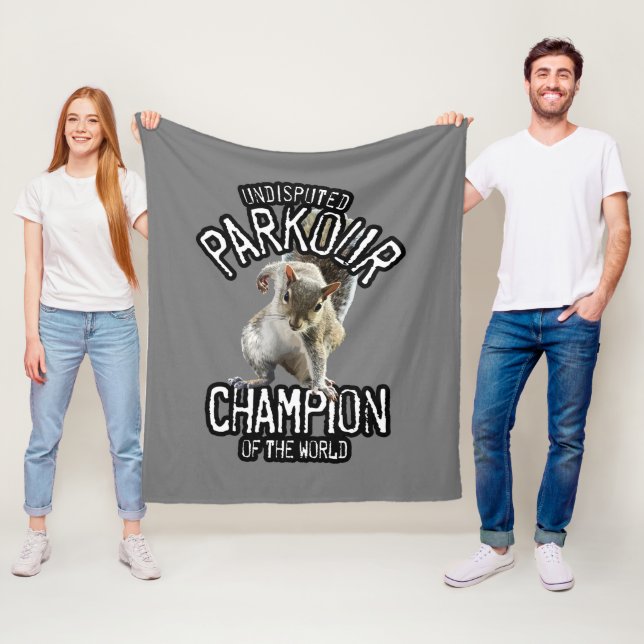 Parkour Squirrel - funny freerunning Fleece Blanket (In Situ)