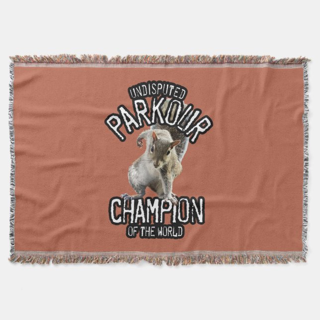 Parkour Squirrel - funny freerunning Throw Blanket (Front)