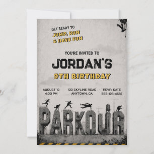 Parkour Trampoline Birthday Party Invitation