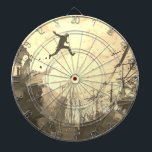 Parkour Urban Free Running Free Styling Art Sepia Dartboard<br><div class="desc">A modern artist's impression of parkour being practiced in an urban back street in sepia tones.</div>