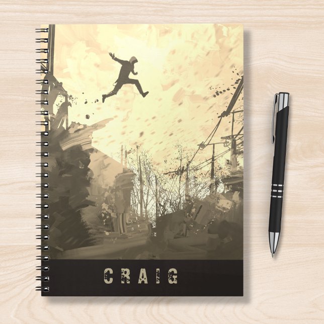 Parkour Urban Free Running Free Styling Art Sepia Notebook (Creator Uploaded)
