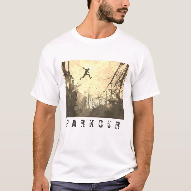 Parkour Urban Free Running Free Styling Art Sepia T-Shirt (Front)