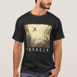 Parkour Urban Free Running Free Styling Art Sepia T-Shirt<br><div class="desc">A modern artist's impression of parkour being practiced in an urban back street in sepia tones.</div>