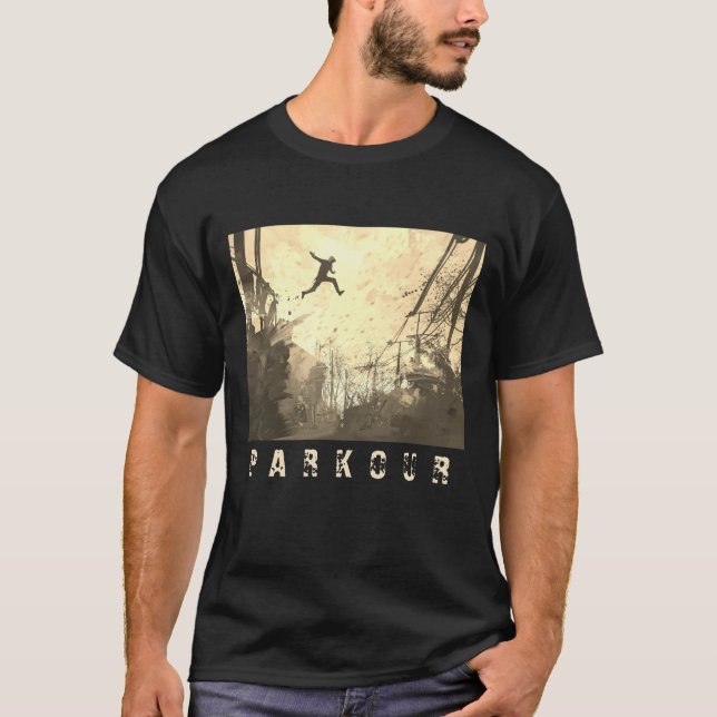 Parkour Urban Free Running Free Styling Art Sepia T-Shirt (Front)