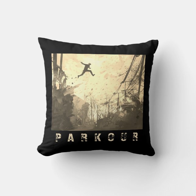 Parkour Urban Free Running Freestyling Art Sepia Cushion (Front)