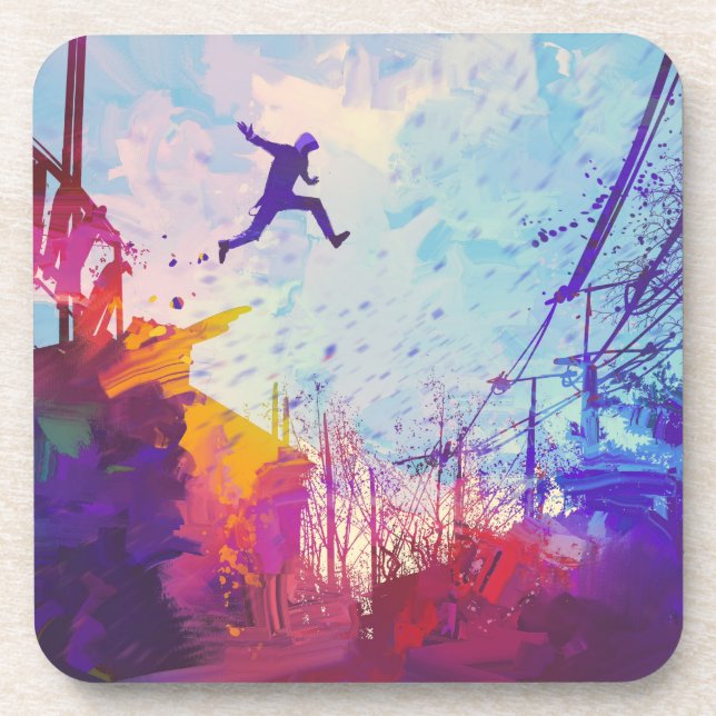 Parkour Urban Free Running Freestyling Modern Art Coaster (Front)