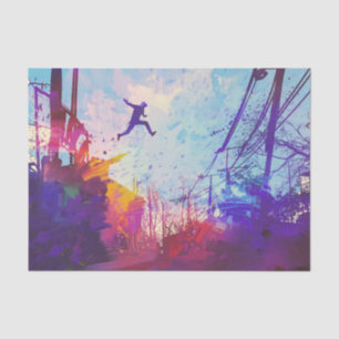 Parkour Urban Free Running Freestyling Modern Art Tissue Paper