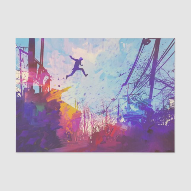 Parkour Urban Free Running Freestyling Modern Art Tissue Paper (Front)