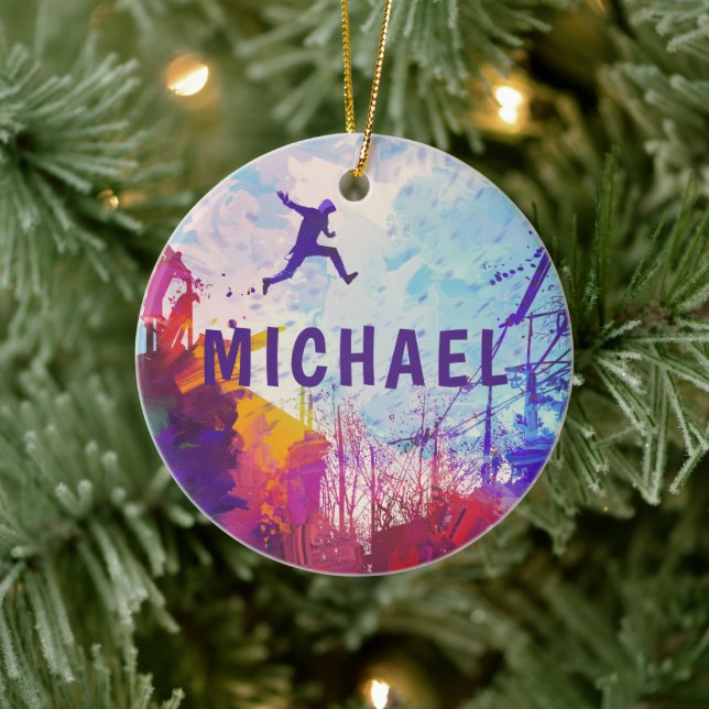 Parkour Urban Free Running Personalized Name Ceramic Tree Decoration (Tree)