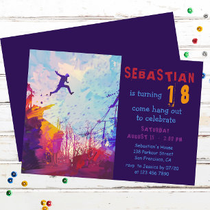 Parkour Urban Free Running Teen 18th Birthday Invitation