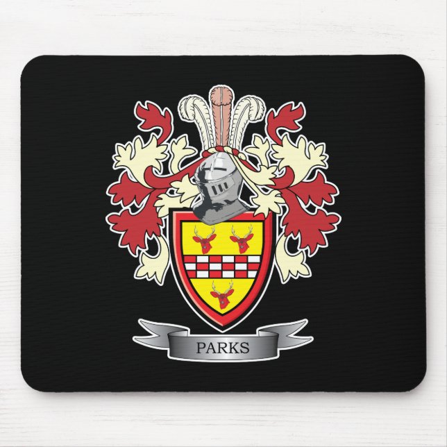 Parks Family Crest Coat of Arms Mouse Mat (Front)