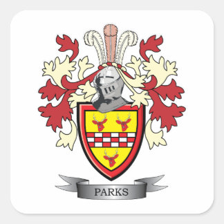 Parks Family Crest Coat of Arms Square Sticker