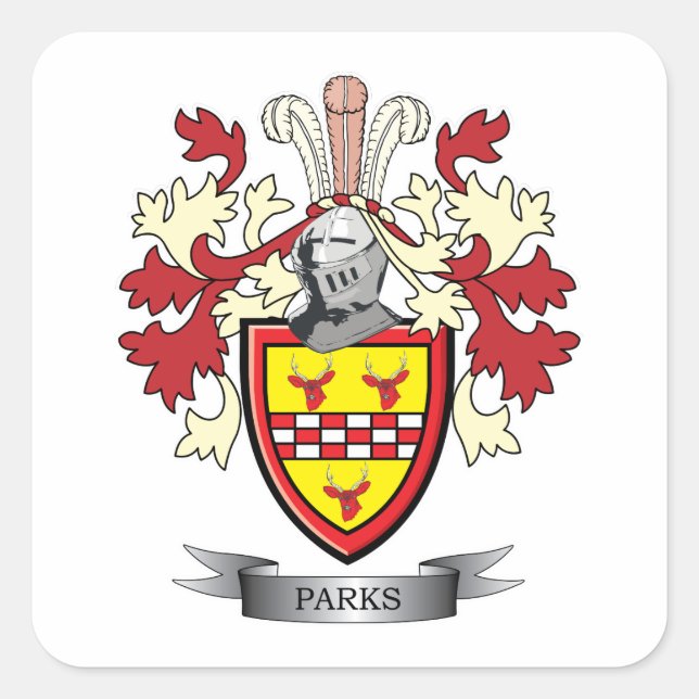 Parks Family Crest Coat of Arms Square Sticker (Front)