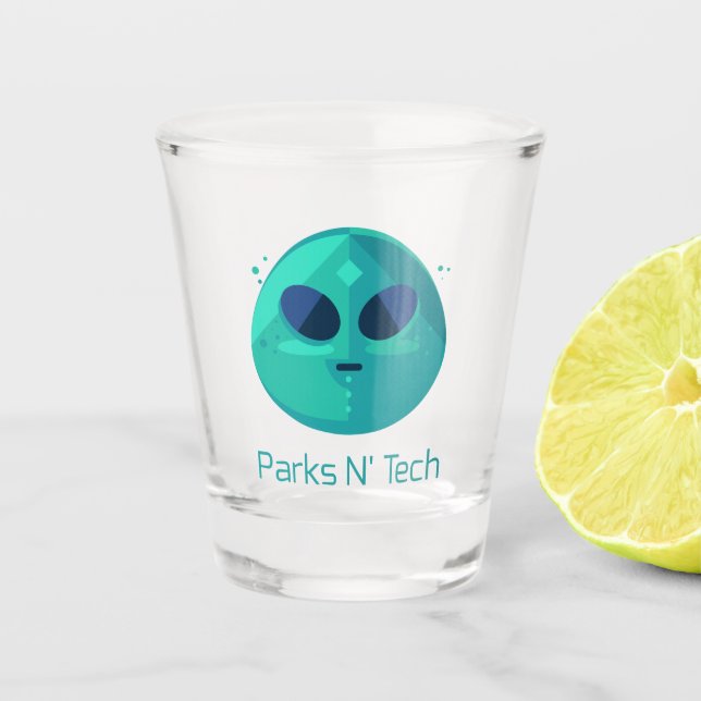 Parks N' Tech Alien Shot Glass (Front)