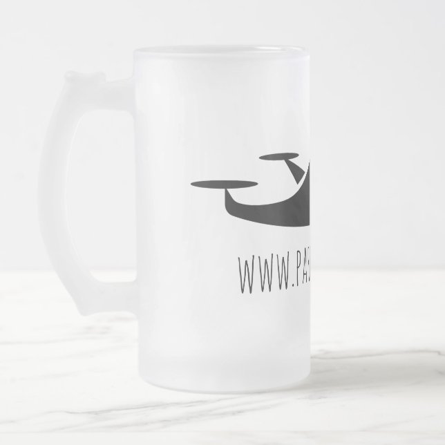 Parks N' Tech Quadcopter Frosted Glass Beer Mug (Left)
