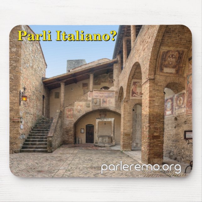 Parli Italiano? San Gimignano, Italy Mouse Mat (Front)