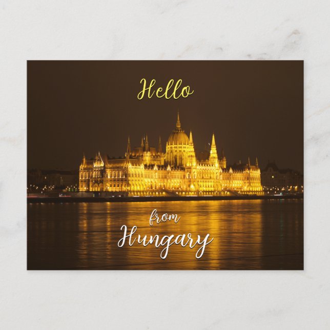 Parliament at night in Budapest, Hungary Postcard (Front)