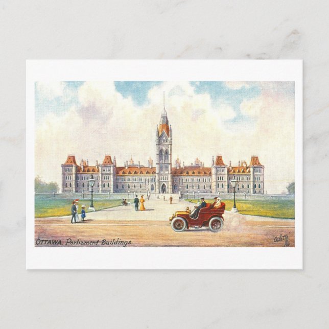 Parliament Building in Ottawa Vintage Postcard (Front)