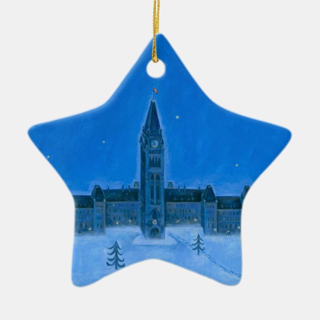 Parliament Buildings Ottawa Christmas Ceramic Tree Decoration (Front)