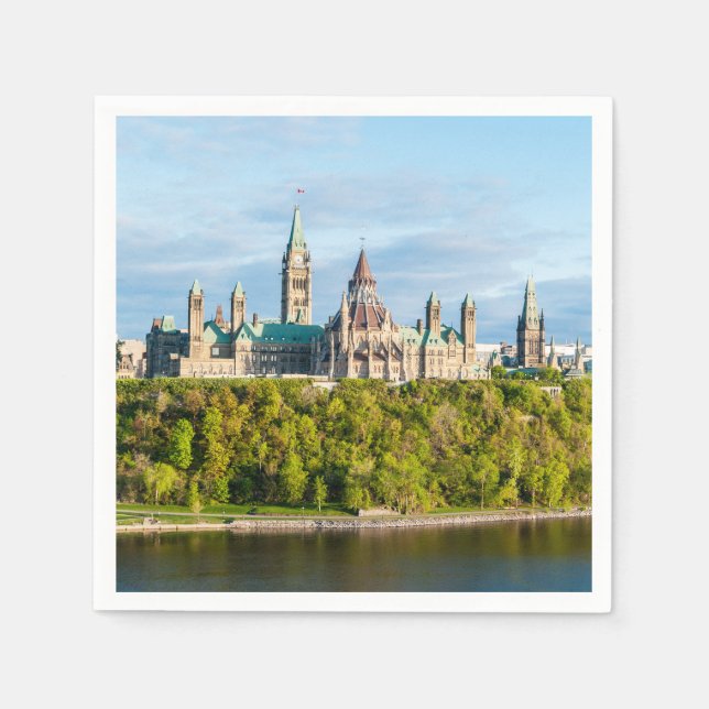 Parliament Hill in Ottawa - Ontario, Canada Napkin (Front)