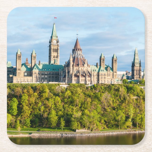Parliament Hill in Ottawa - Ontario, Canada Square Paper Coaster (Front)