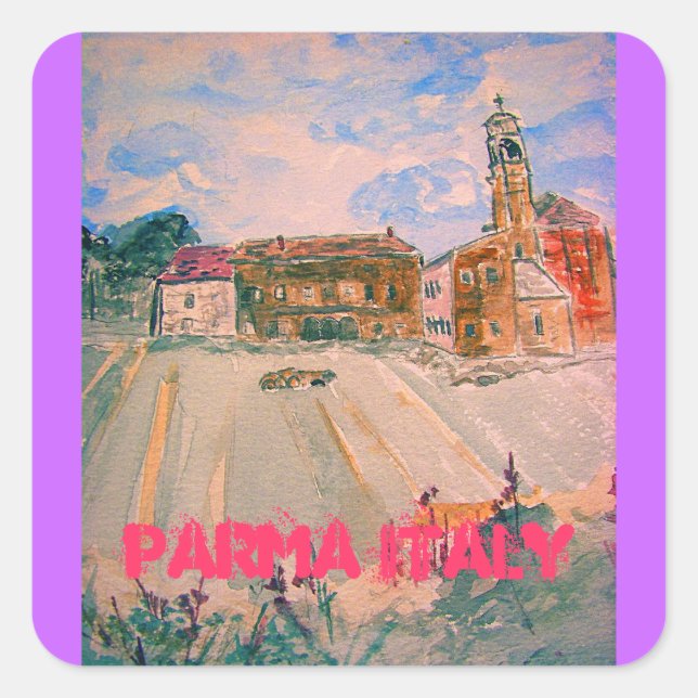 parma italy art square sticker (Front)