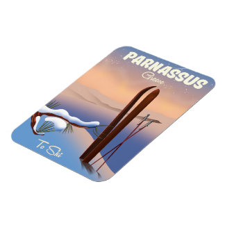 Parnassus Greece Ski travel poster Magnet