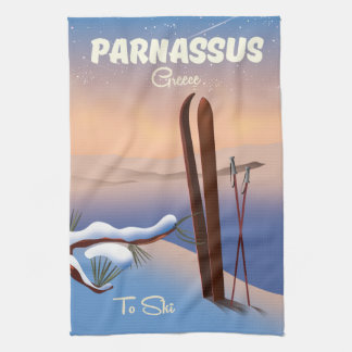 Parnassus Greece Ski travel poster Tea Towel