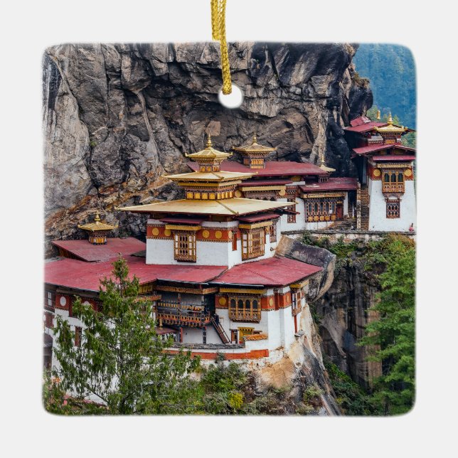 Paro Taktsang: The Tiger's Nest Monastery - Bhutan Ceramic Ornament (Front)