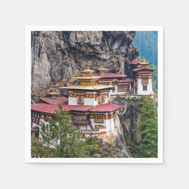 Paro Taktsang: The Tiger's Nest Monastery - Bhutan Napkin (Front)