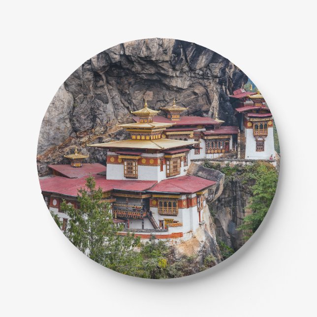 Paro Taktsang: The Tiger's Nest Monastery - Bhutan Paper Plate (Front)
