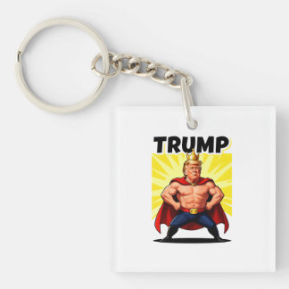 Parodic Superhero Trump Caricature Key Ring
