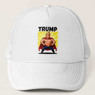 Parodic Superhero Trump Caricature Trucker Hat