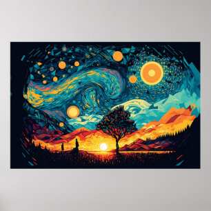 Parodies Van Gogh’s Artistic Style Poster