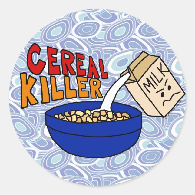 Parody Cereal Killer Breakfast Food Humour Classic Round Sticker (Front)