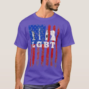 Parody LGB Funny Liberty Guns Beer American Flag  T-Shirt
