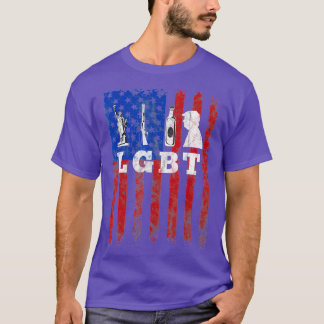 Parody LGB Funny Liberty Guns Beer American Flag  T-Shirt