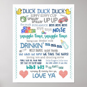 Parody nursery art baby boy jay silent bob song poster