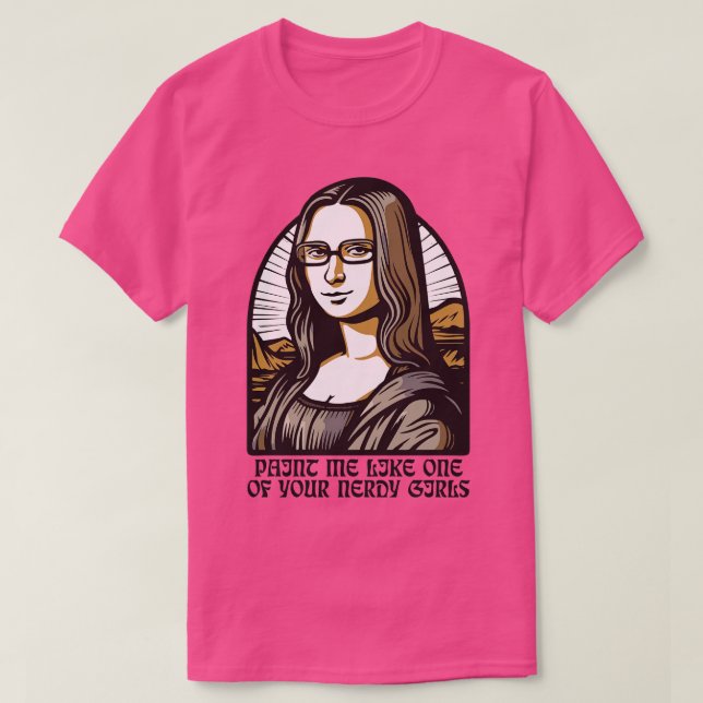 parody painting of the  Bookworm Lisa Mona T-Shirt (Design Front)