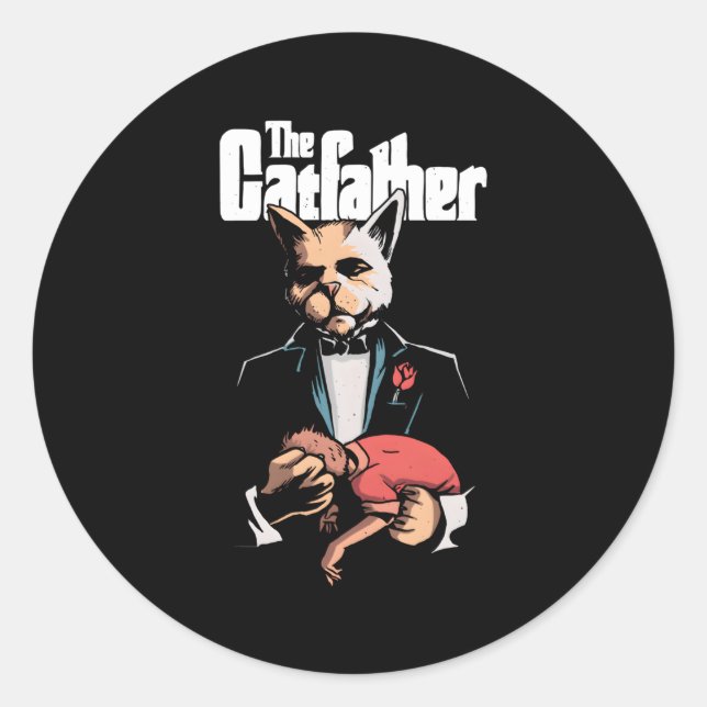 Parody The Catfather Cats Movies Comics Classic Round Sticker (Front)
